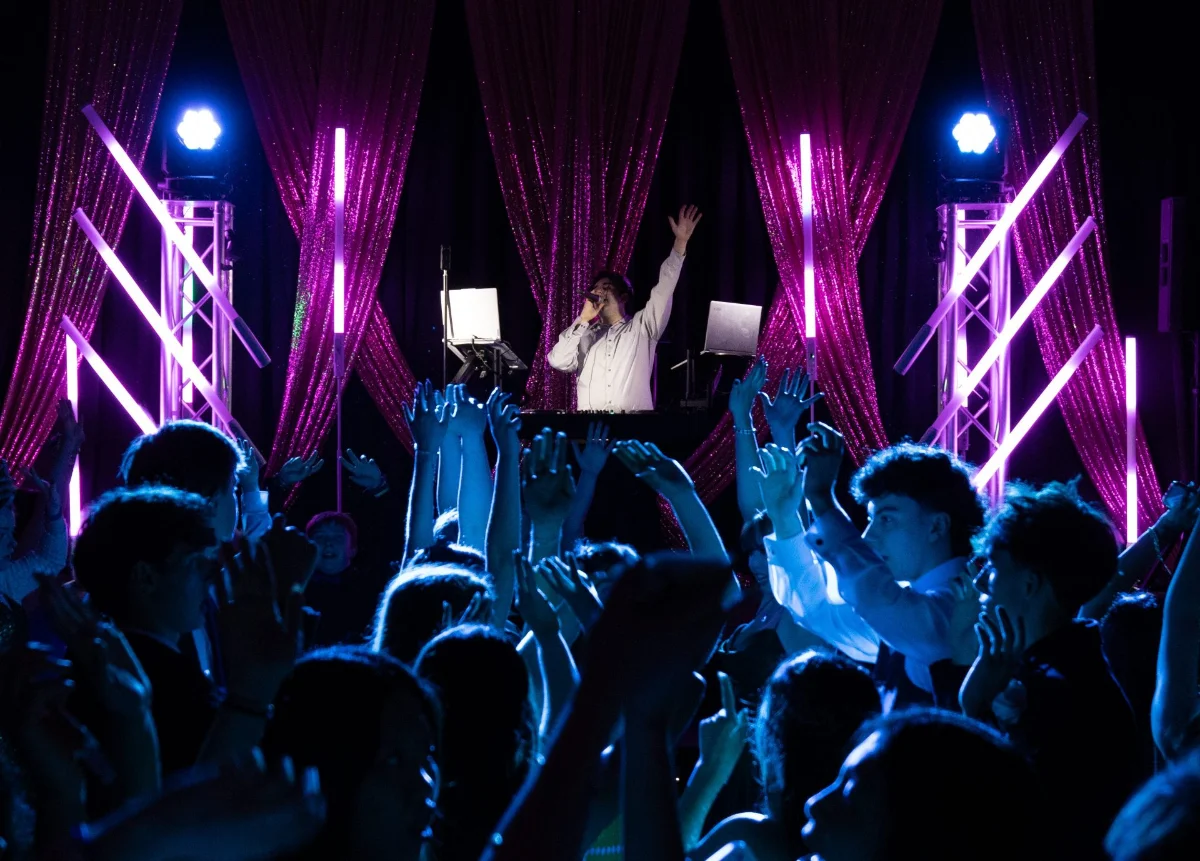 NWN Entertainment DJ setup with lighting at a Capital Region event